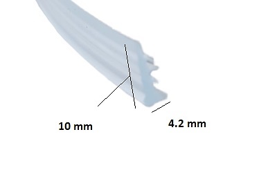 dimensions du profil en caoutchouc 1224 Caoutchouc entre profilé et verre ou acrylique pour cabines de douche