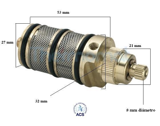 Cartucho termostático 276 Cotas - Cartucho termostático latón Thermomat