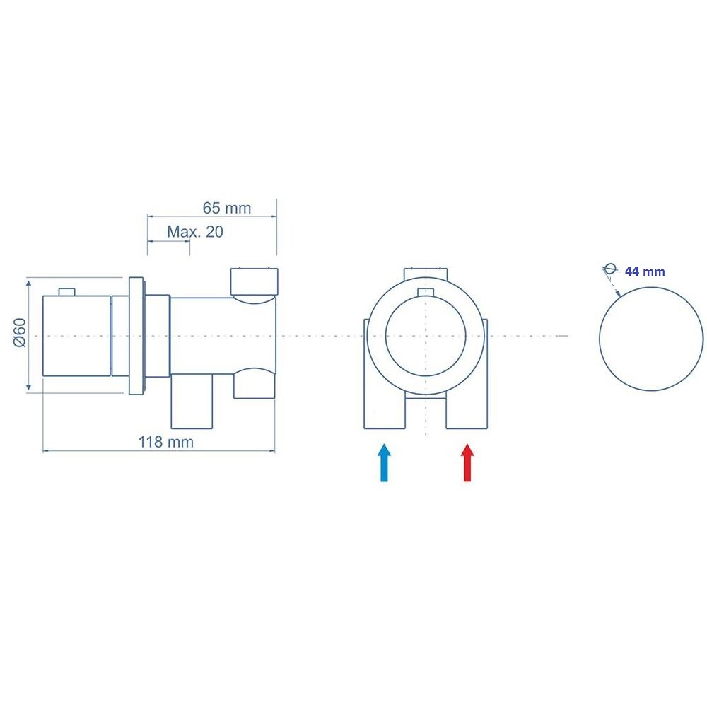 Plano Grifo hidromasaje Plano - grifería termostática para cabina hidromasaje