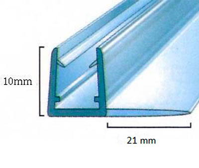 Junta Estanqueidad pestaña horizontal para cristal 6-8 mm. 