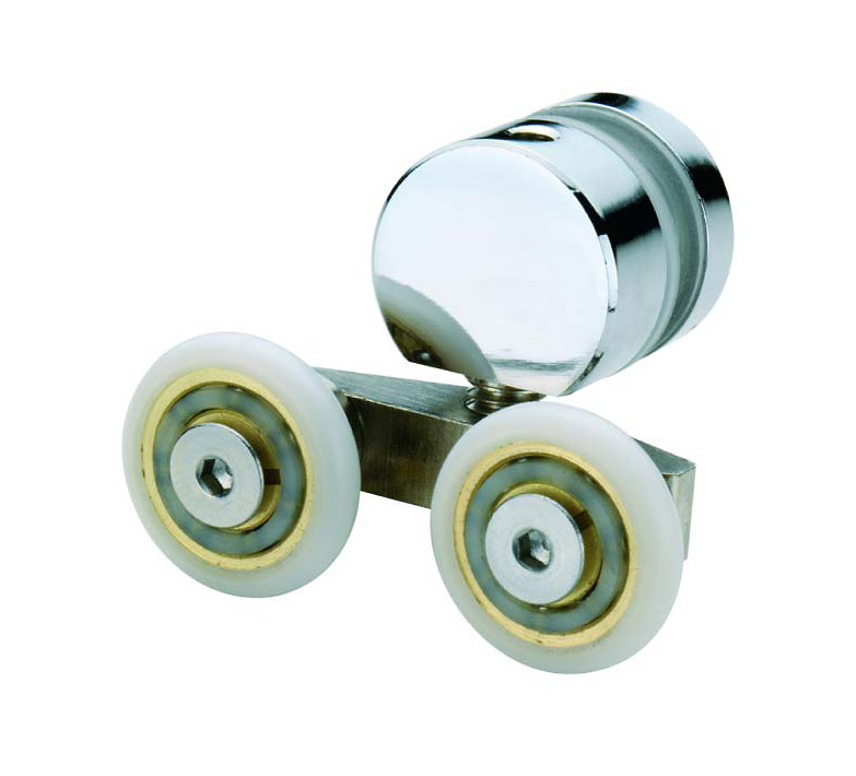 rodamientos mampara 1855-3 Rodamiento doble con soporte para varios tipos de mampara. Diámetro de rueda 19 mm X 4 mm de grosor.
