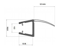 Junta Estanqueidad pestaña vertical para vidrio de 6-8mm.